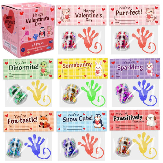 Waybla kitten Valentine card with sticky hand toy for classroom fun