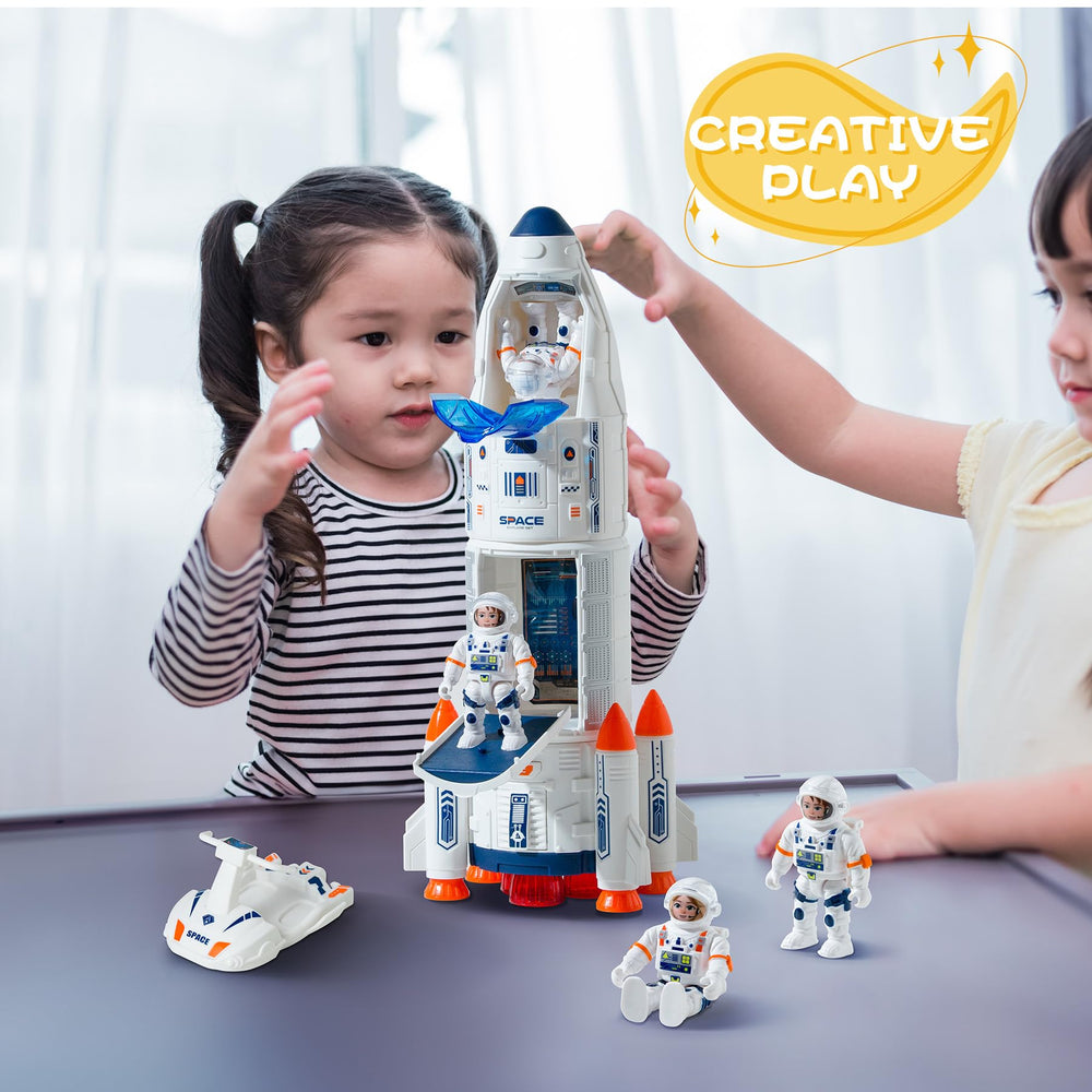 Wbzle space astronaut figures ready for action during playtime.
