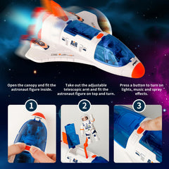 Wbzle Spaceship Shuttle toy rear hatch open for interactive access.