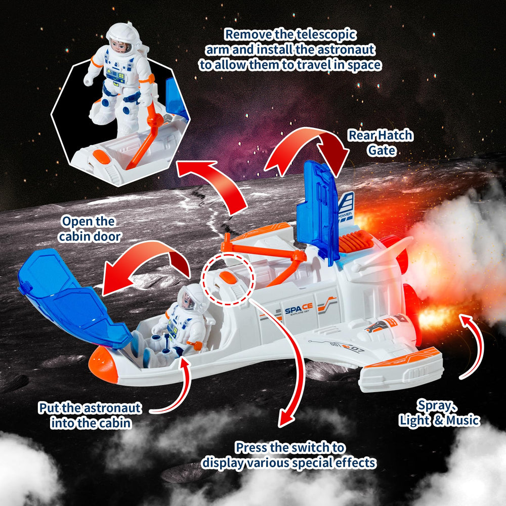 Wbzle Spaceship Shuttle features a telescopic arm for extended exploration.