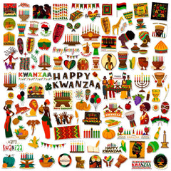 WDAHDHP Kwanzaa stickers 16 sheets for kids' crafts and party decor
