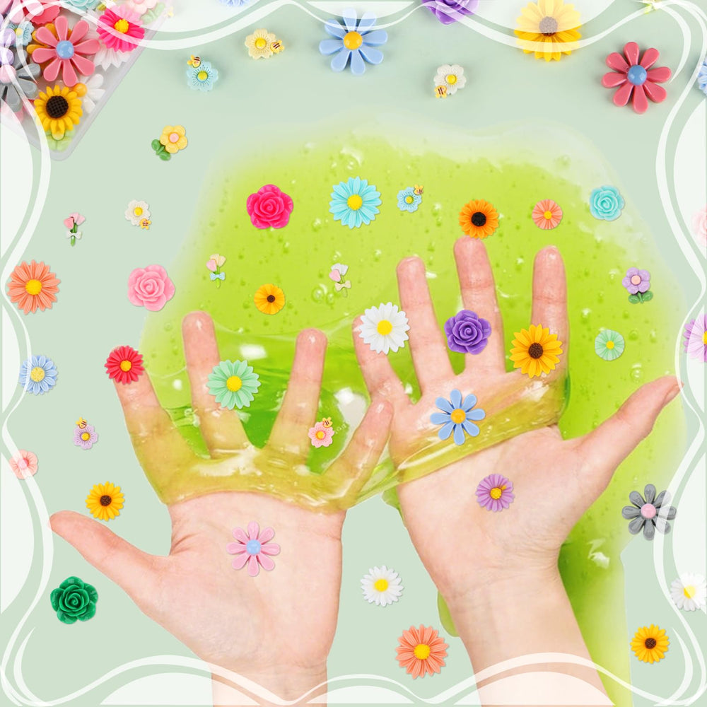 WDARTG mini resin flowers mixed designs flatback charms for versatile decor.