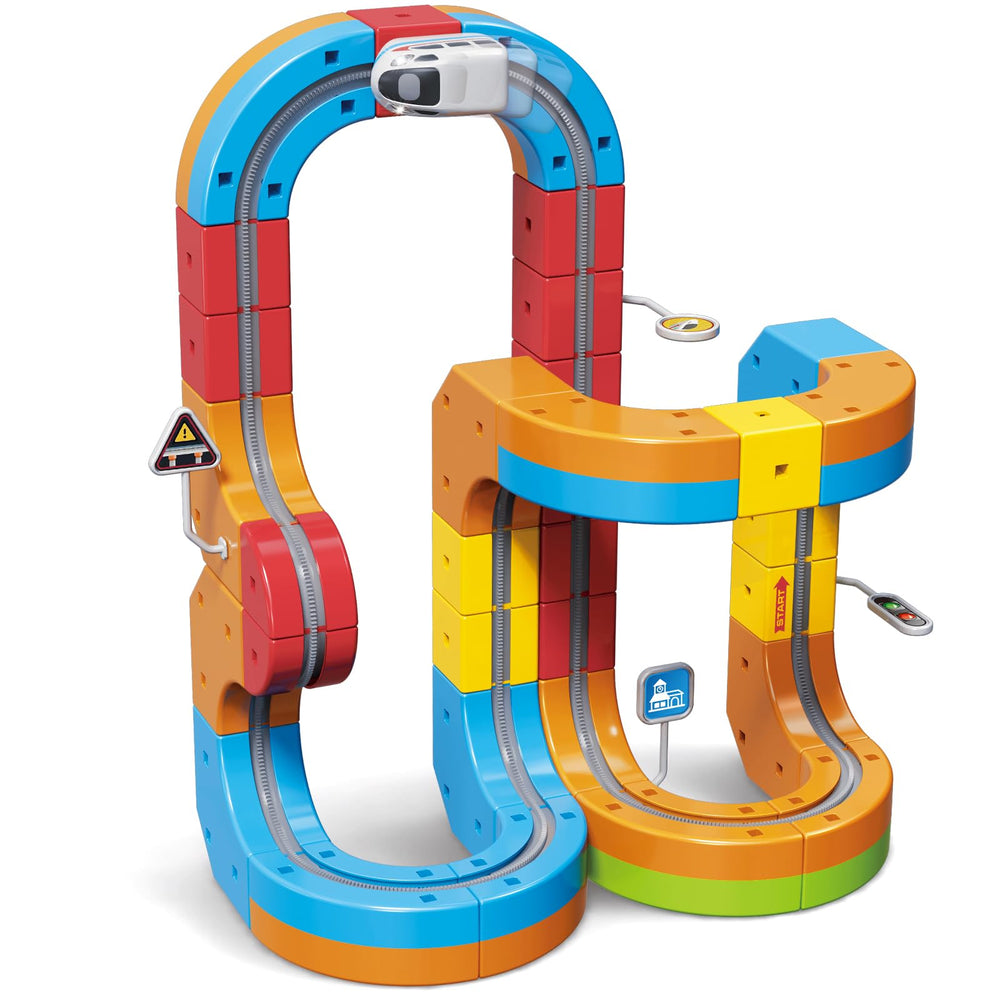 Wdebay Klick Rail set box shows a colorful modular toy for imaginative play and easy setup.