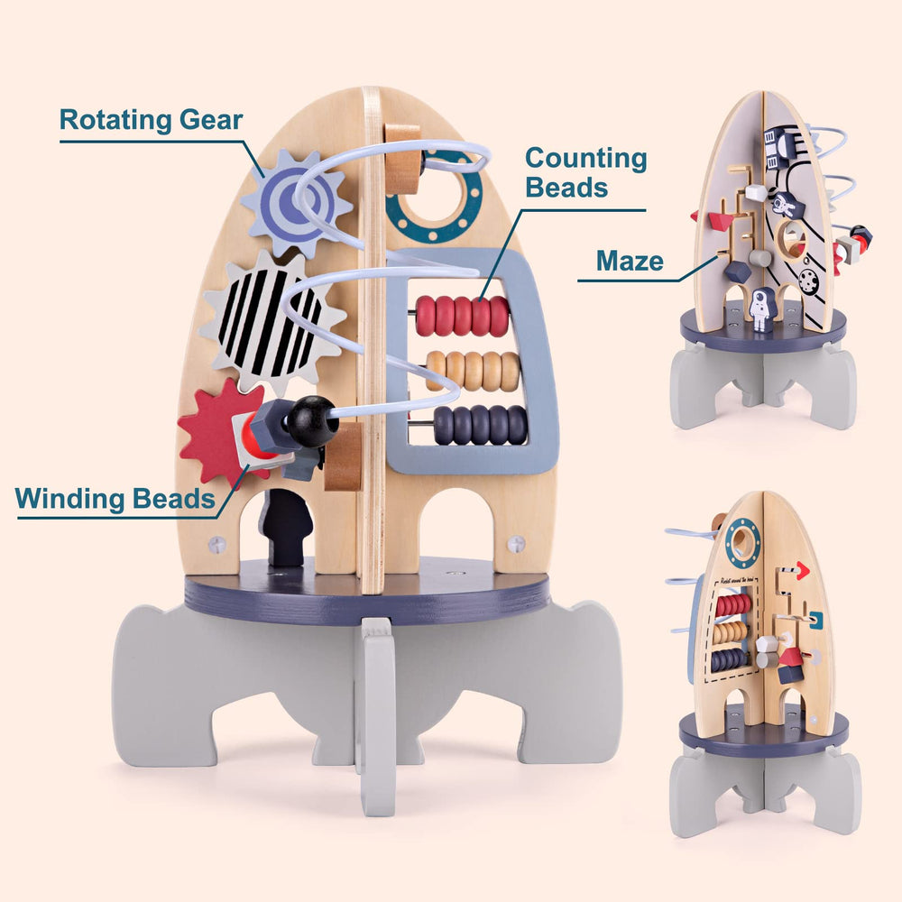 Wdmiya Space rocket activity cube rotating gear promotes cause-and-effect play