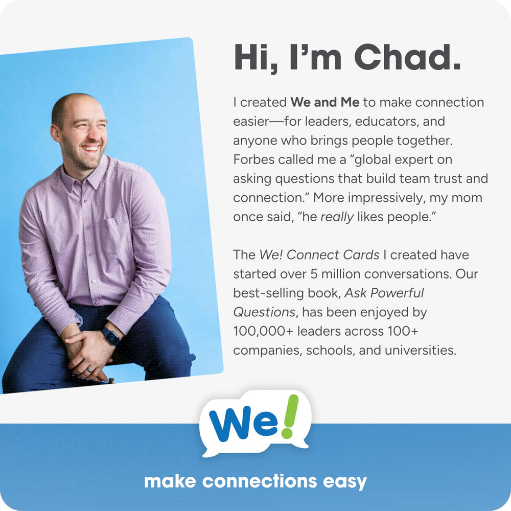 We! Connect Cards activity descriptions guide engaging sessions.