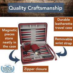 WE Games backgammon magnetic pieces stay in place during travel