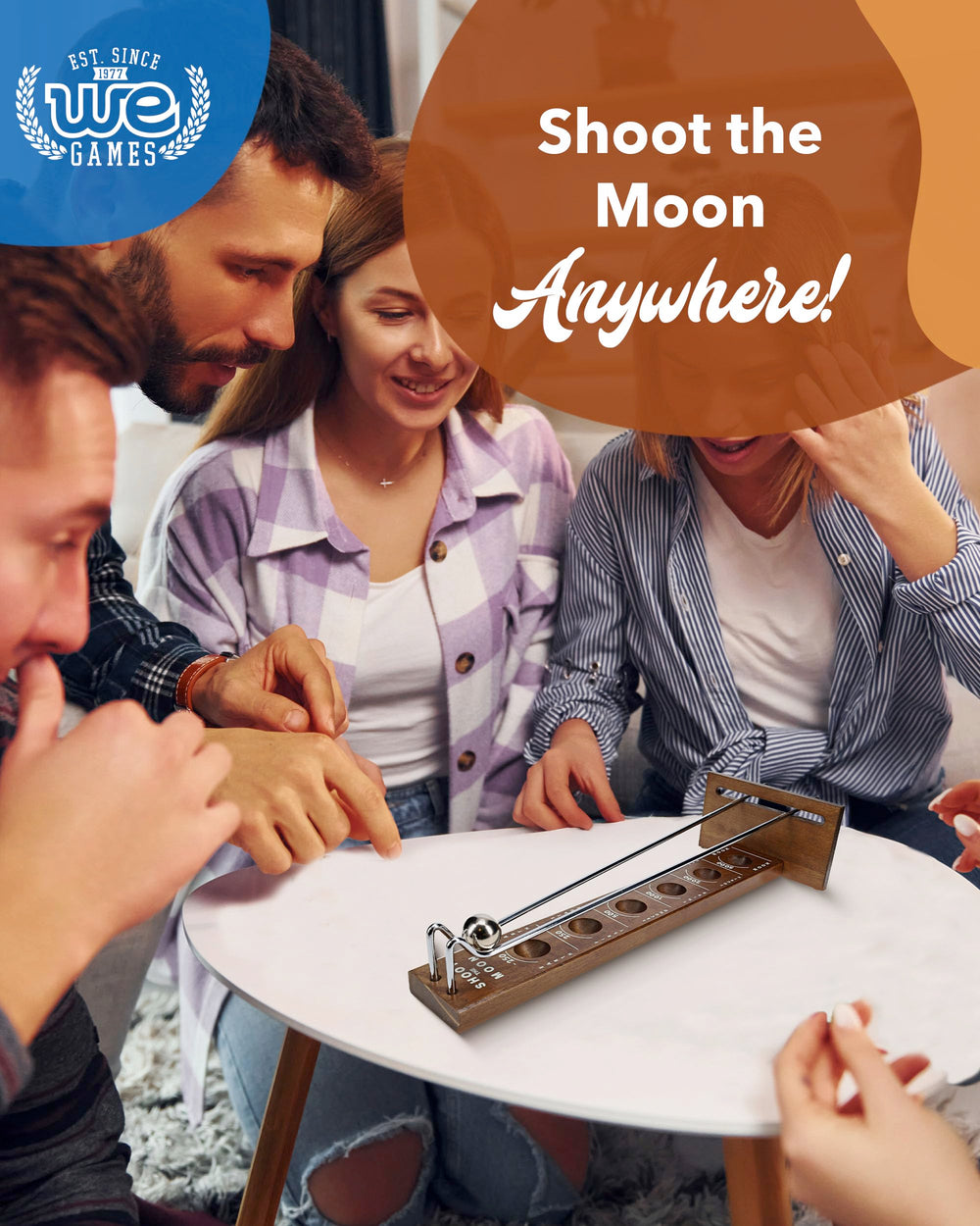 WE Games Shoot The Moon hand-crafted finish supports long-lasting enjoyment.
