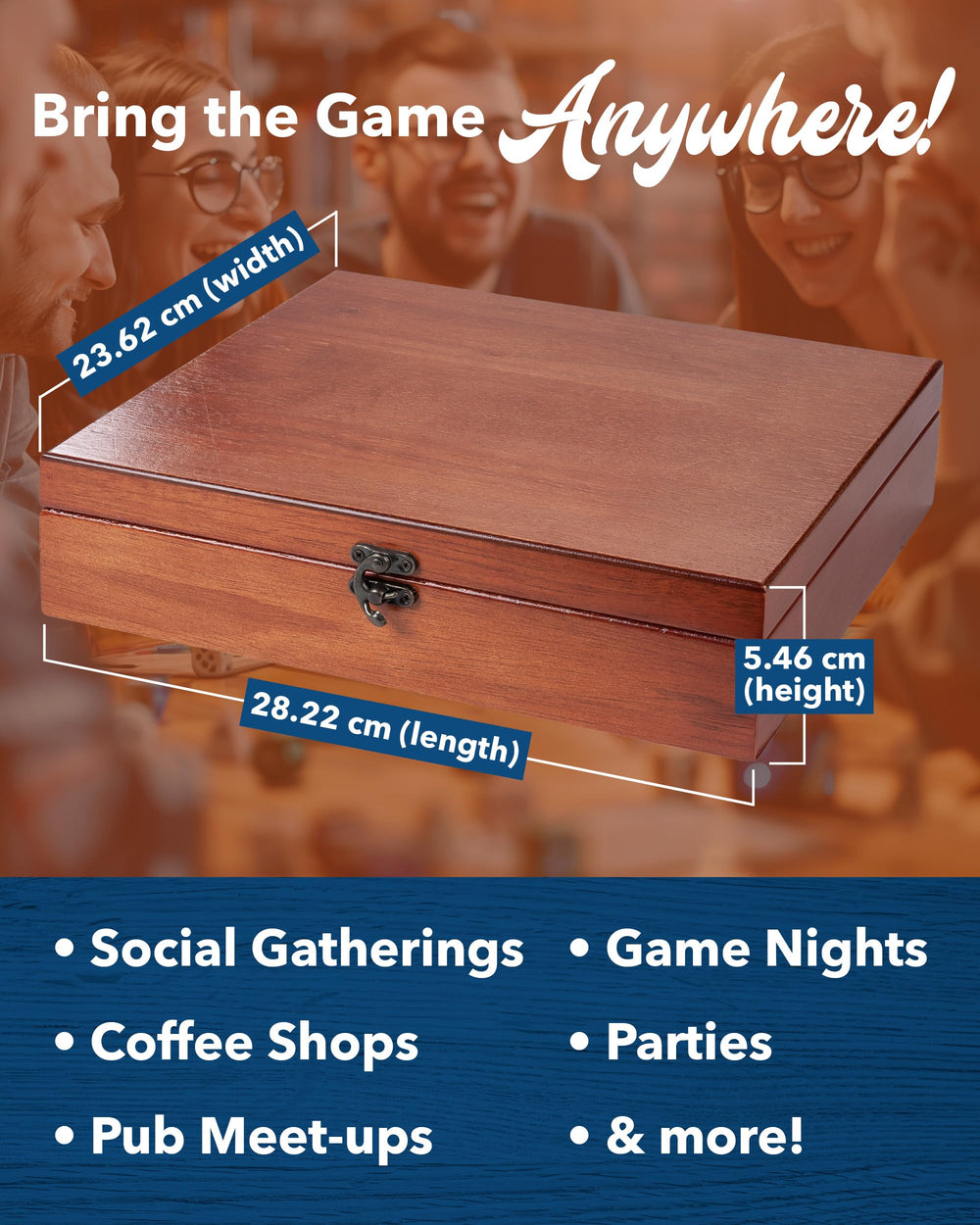 WE Games Shut-The-Box table setup on a coffee table for friends.