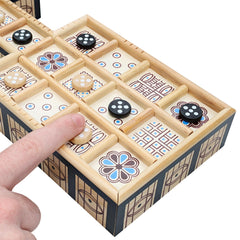 WE Games The Royal Game of UR board with drawer in use on a table