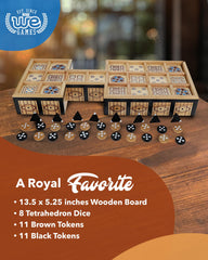WE Games The Royal Game of UR displayed on a coffee table highlighting heritage