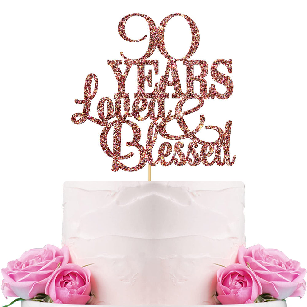 WeBenison 90th birthday cake topper with rose gold glitter for festive celebrations.