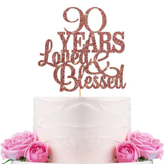 WeBenison 90th birthday cake topper with rose gold glitter for festive celebrations.