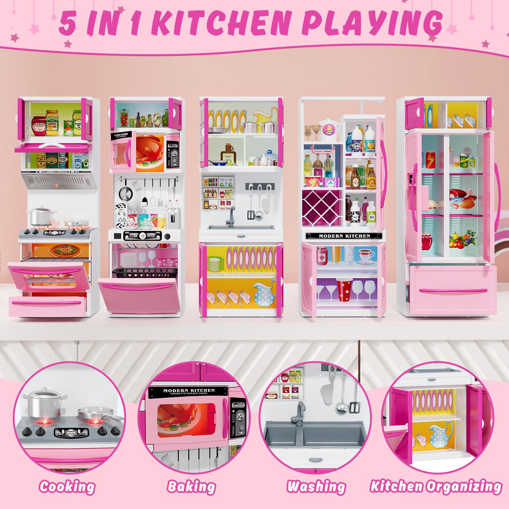 Wee Wonders pink dollhouse-style kitchen design for girls
