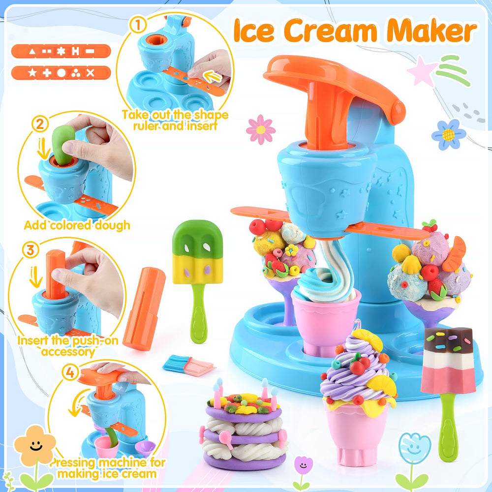 WeeHomm 5-in-1 color dough pancake hamburger set enables mix-and-match meal pretend play.
