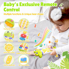 WeeHomm remote teether buttons close-up highlights tactile learning through lights and sounds