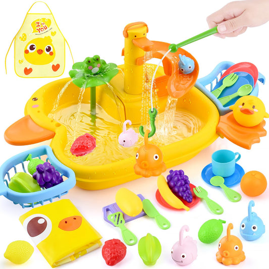 WeeHomm Play Sink with running water for realistic pretend cooking