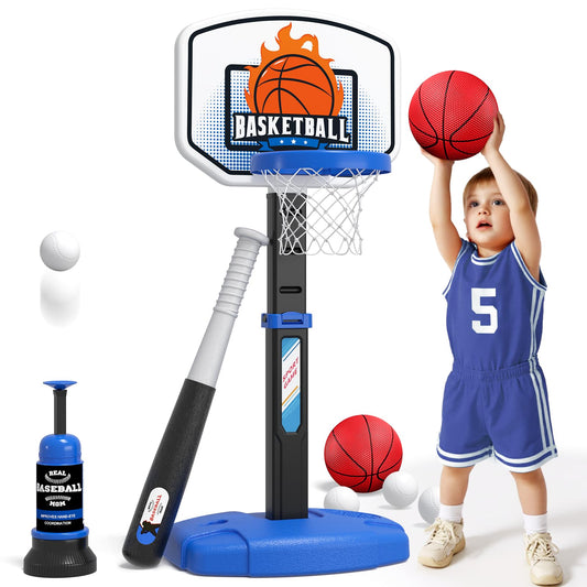 Wee Wonders basketball hoop assembly ready for indoor or outdoor play.