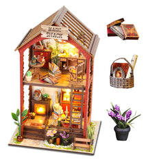 Wefaouse book nook kit with light, open parts ready for assembly and display