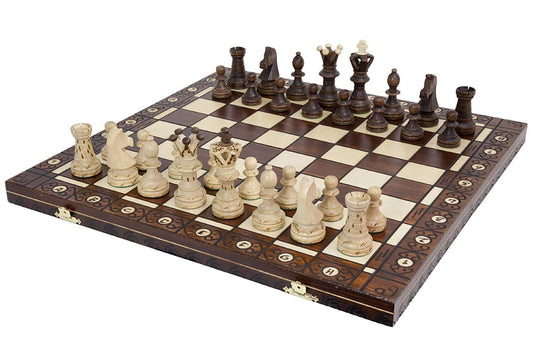 Wegiel ambassador chess board 21 inch in beech and birch with felt base for quiet moves