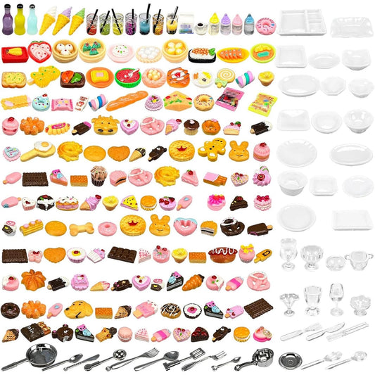 WEHOO 200pcs mini food toys assortment of bottles for dollhouse display and creative decor