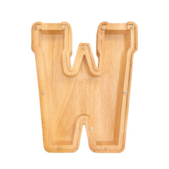 WeiDu77 alphabet piggy bank A-Z front view highlights durable wooden craftsmanship
