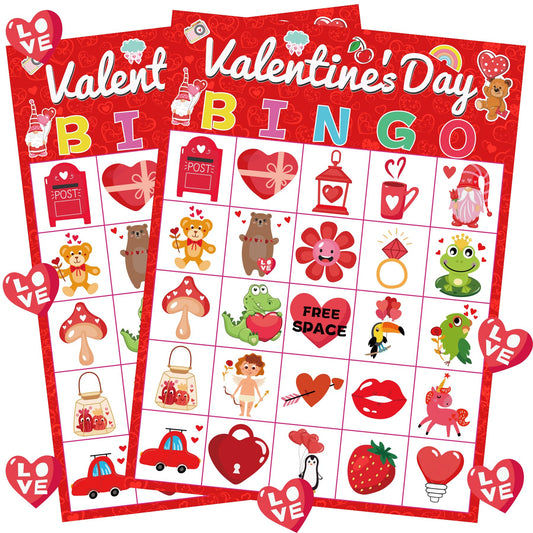 WEIEN Valentine bingo player cards for kids and family games