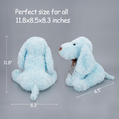 WEIGEDU blue goldendoodle plush in hug-ready position for bedtime