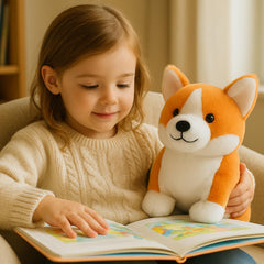 WEIGEDU Corgi plush toy upright ears and smiling face charm.