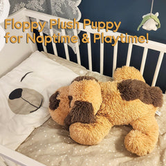 WEIGEDU floppy dog cuddle buddy supports imaginative playtime.