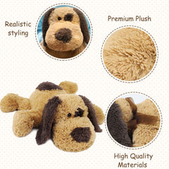 WEIGEDU floppy dog puppy plush used as a bedtime companion.