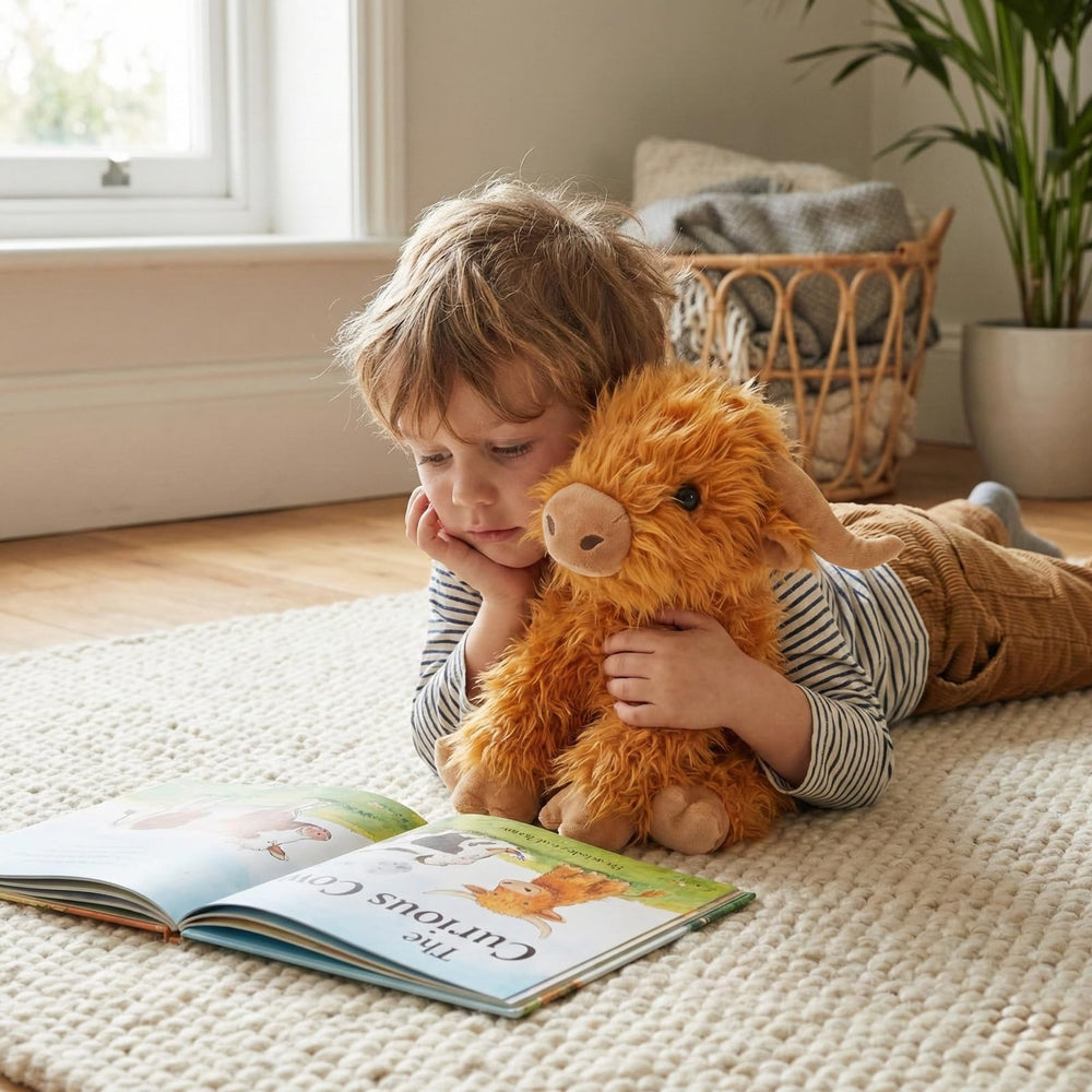 WEIGEDU Highland Cow plush fabric texture feels soft and durable for everyday hugs