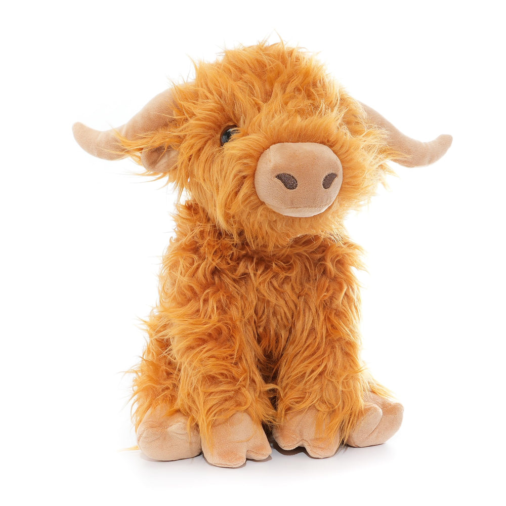 WEIGEDU Highland Cow plush head detail highlights lifelike expression for warm imaginative play