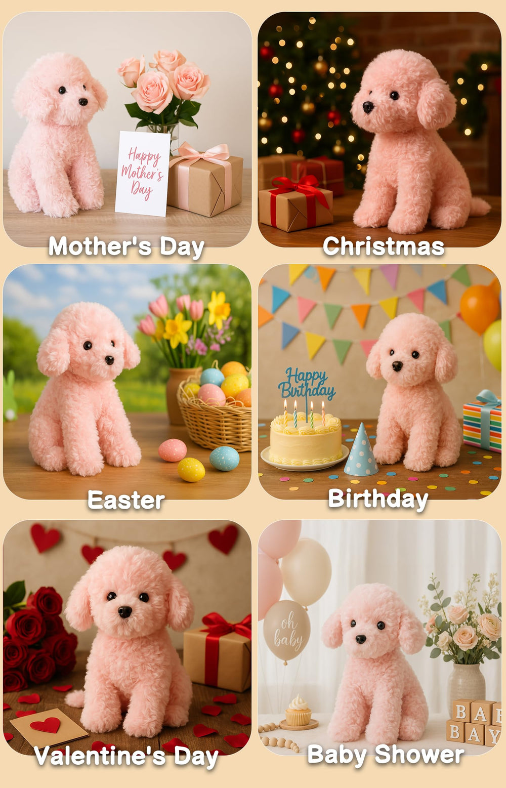 WEIGEDU pink puppy plush easy surface cleaning.