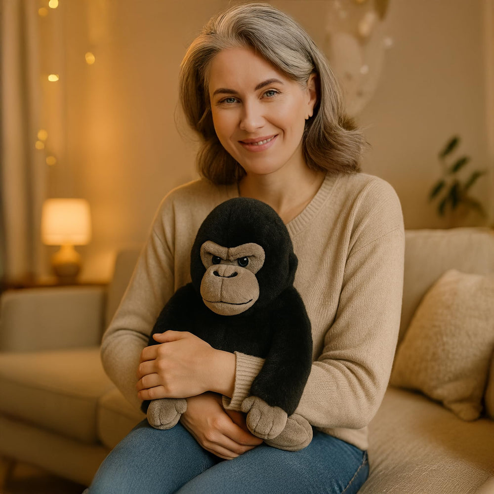 WEIGEDU 12-inch gorilla stuffed animal with lifelike details, great for imaginative play.