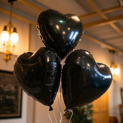 WEIKA 18inch black heart balloon foil wedding decor with bold contrast.
