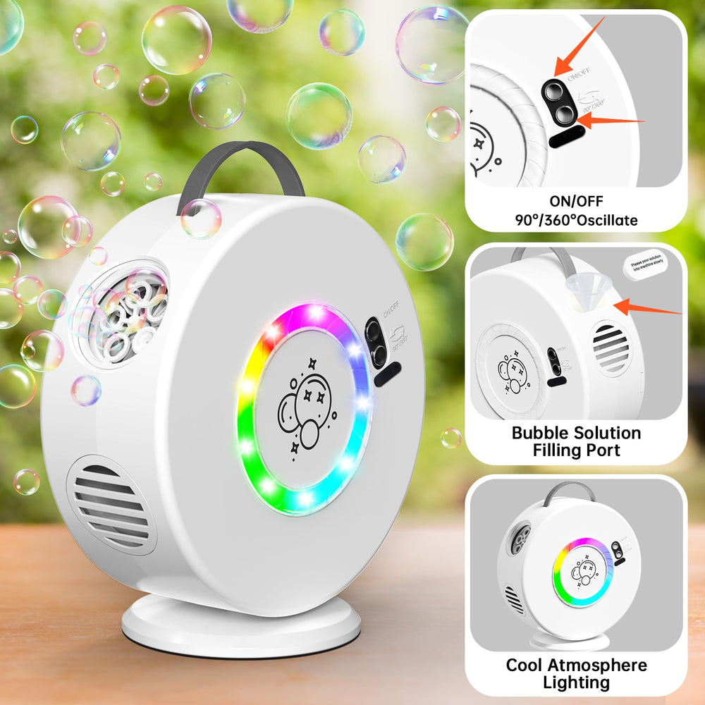 Weilim Bubble Machine with rechargeable battery powers all-day bubble fun