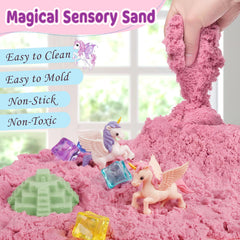 Weilim Unicorn Sensory Bin castle molds encourage imaginative building and motor skills.