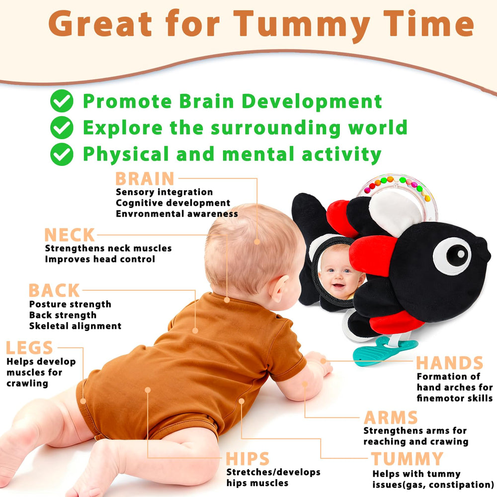 Weirtoya Baby Rattle back mirror supports visual tracking and social gaze.