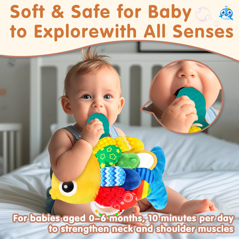 Weirtoya Baby Rattle tummy time setup encourages head and neck control.