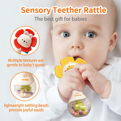 Weirtoya sensory beads rattle supports grasping and auditory stimulation during newborn play