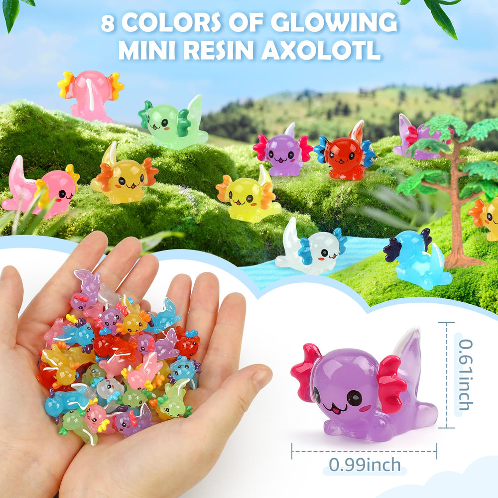 WEIZEW resin axolotls for dollhouses and slime projects with glowing charm