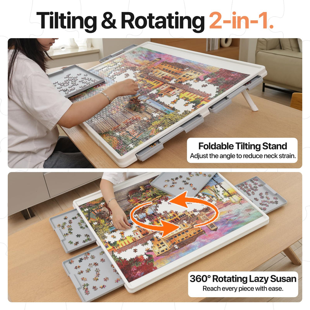 Rotating base on the WELGEE board enables smooth 360° puzzle access.