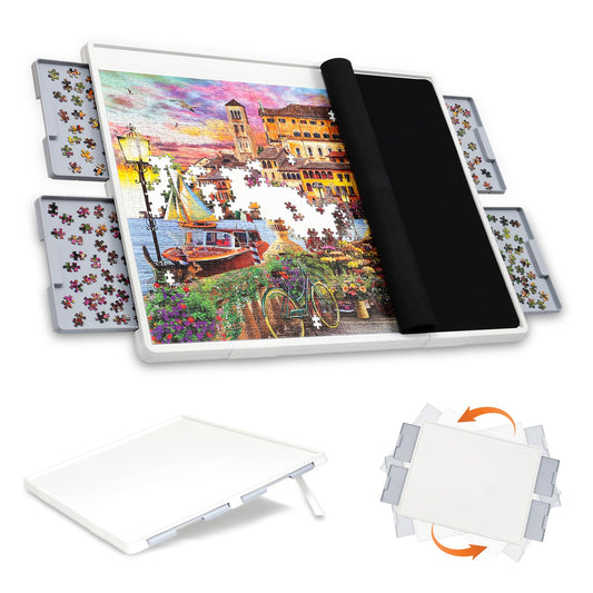 WELGEE puzzle board tilt feature for ergonomic puzzling sessions.