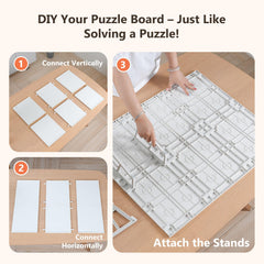 WELGEE white puzzle board surface resists dust and spills for lasting neatness.