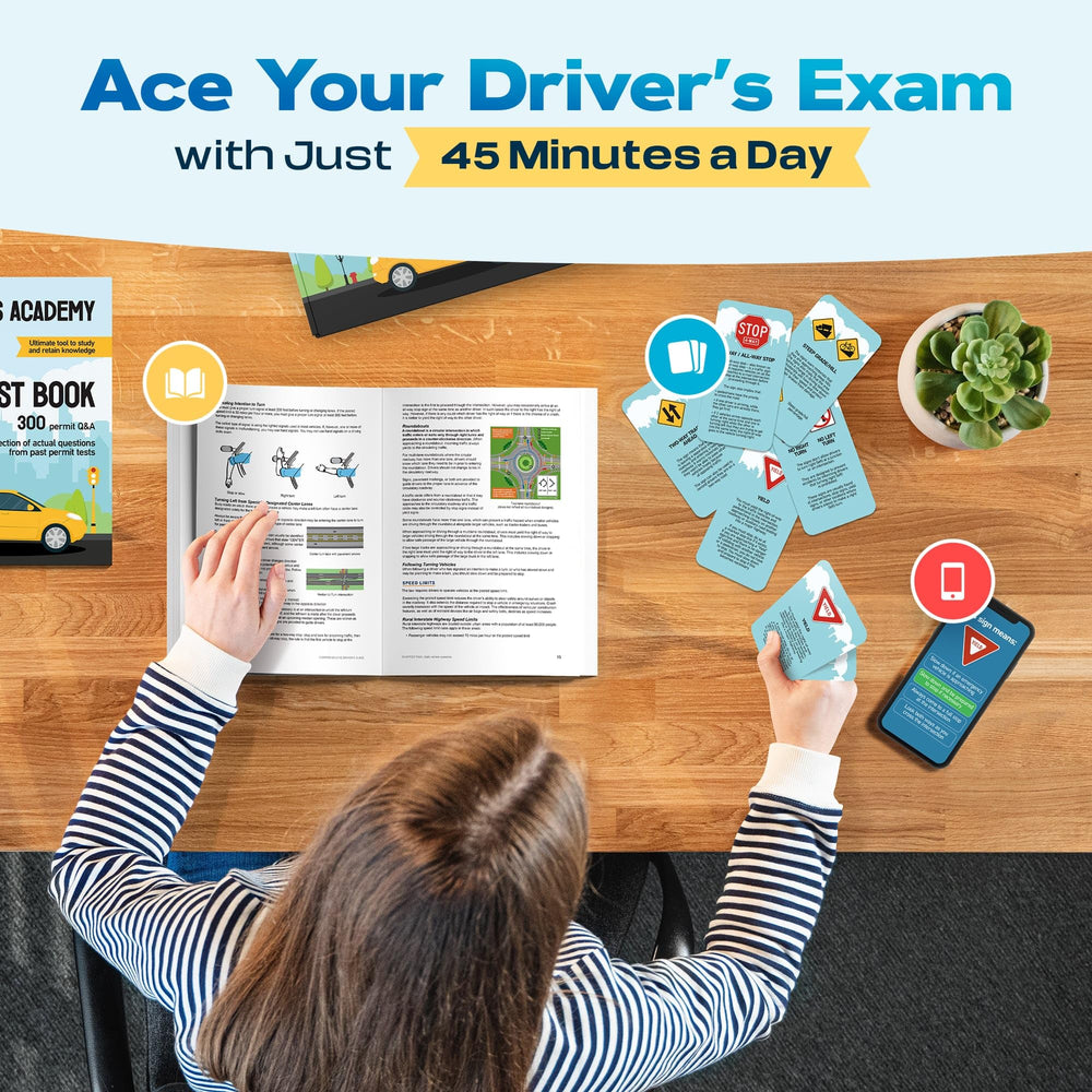 WELL BALANCED Driving Exam Pass Kit compact packaging fits teen study space