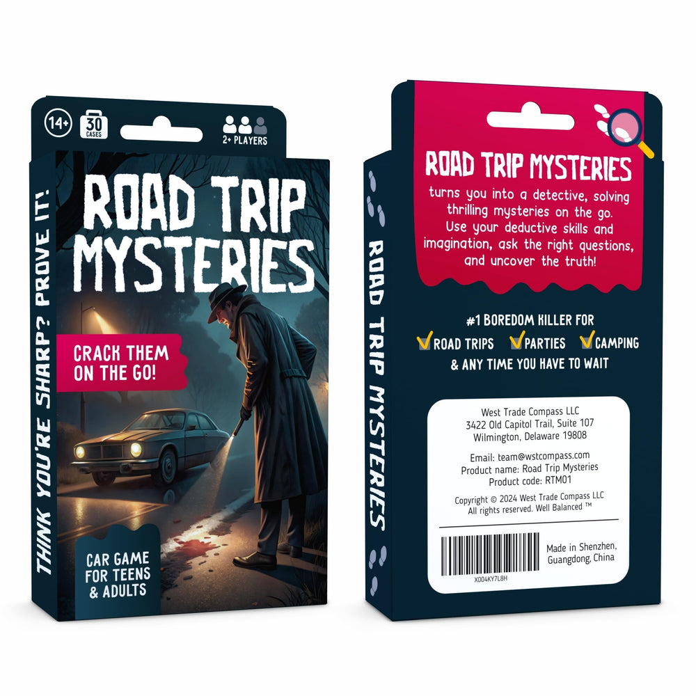 WELL BALANCED Road Trip Mysteries prompts questions and clues for interactive play.