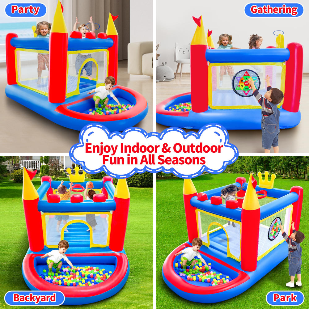 WELLFUNTIME bounce house indoors or outdoors for versatile family fun.