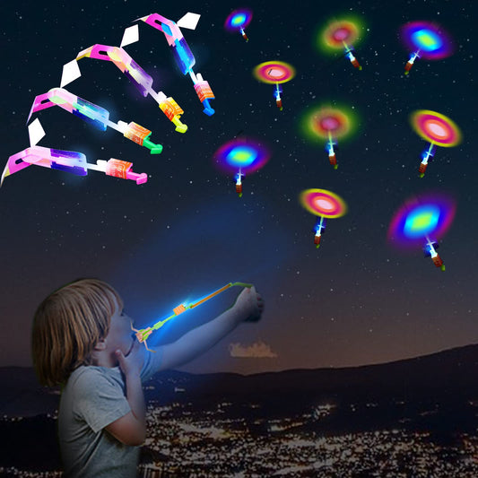 WELLVO 60pcs rocket helicopters set with LED lights for outdoor play