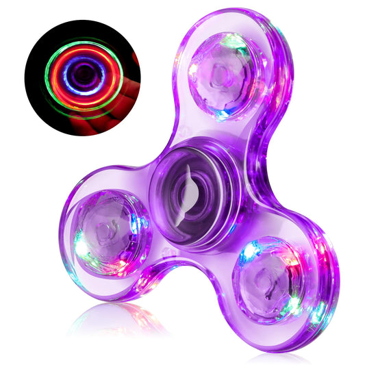 WELLVO LED Fidget Spinner front view with vivid glow for portable focus