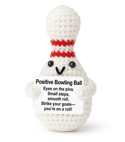 Weming positive-sports motivation mini crochet bowling-ball plush with bright desk sign for inspiration